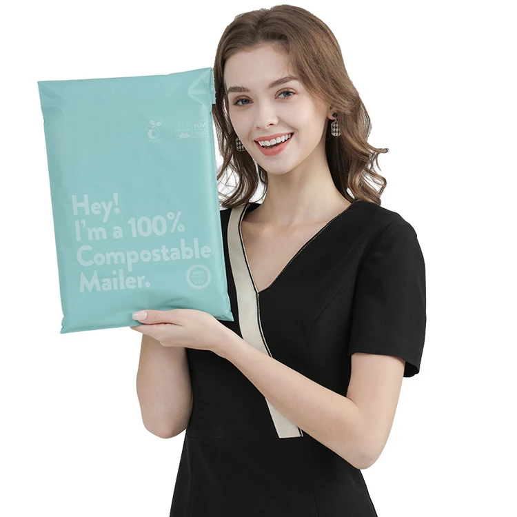 Sacos de correio biodegradáveis ​​Sacos de correio coloridos Sacos de envio personalizados PLA com logotipo