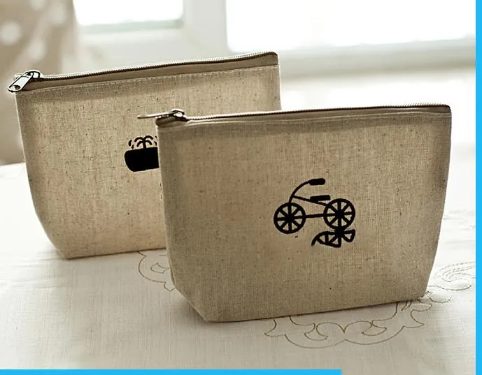 Venda de fábrica de sacos de algodão eco pouco algodão lona lápis saco lona saco cosmético com Zipper