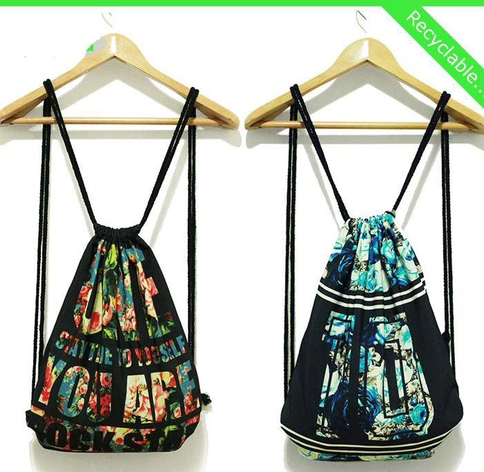 Saco de Drawstring pequeno de algodão com padrão 3D personalizado impressão saco de Drawstring do presente