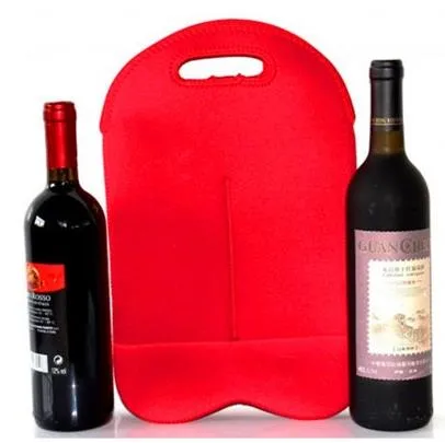 Venda por atacado excelente Design personalizado Neoprene garrafa saco Logo para duas garrafa/exportação duráveis, recicláveis, sacos reutilizáveis de vinho