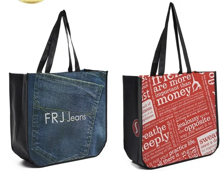 Bolsa não tecida laminada brilhante com fundo curvo